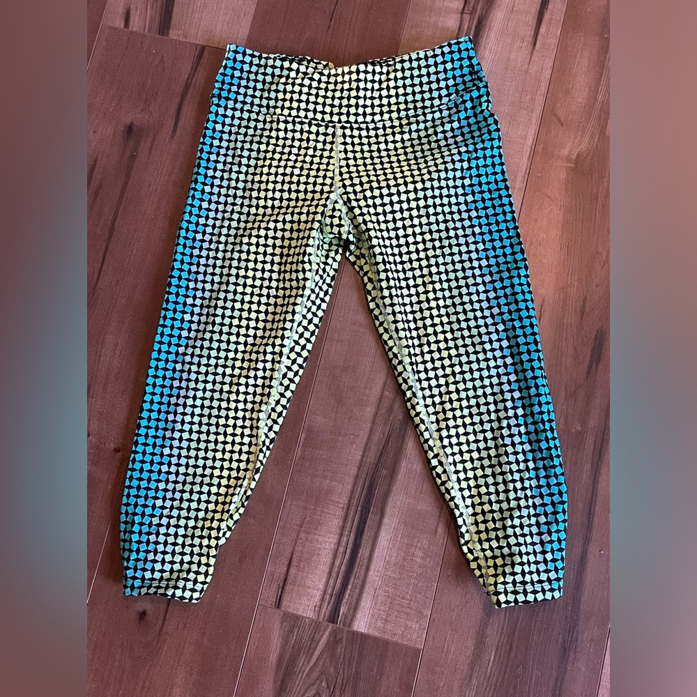 Green yellow ombré running tights